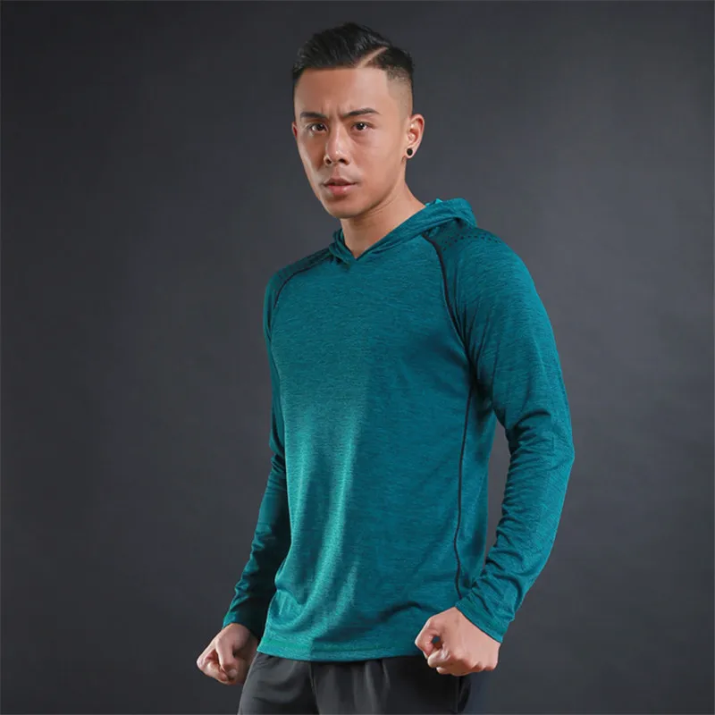 Sport Bodybuilding Sweatshirt Running Jacket Men Hoodies Gym Training Fitness Compression Jersey Long Sleeved T-Shirts Fast Dry