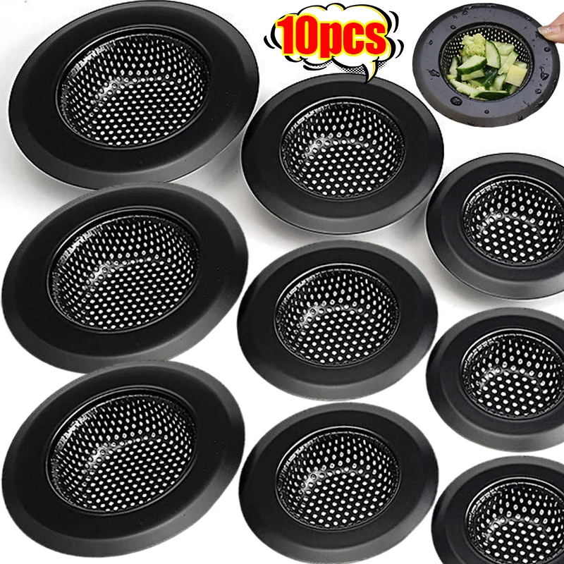 

S/M/L Stainless Steel Sink Filters Kitchen Bathroom Black Sink Strainer Drain Hole Filter Trap Waste Screen Mesh Sink Strainers