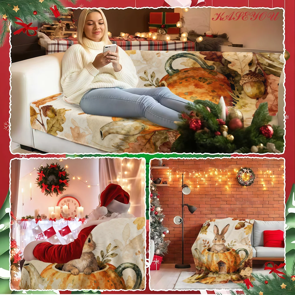 Ivory Floral Motif Winter Pattern Festive Breathable Extra Warm Lightweight Blanket Perfect for Office Chair Lap Use at Work