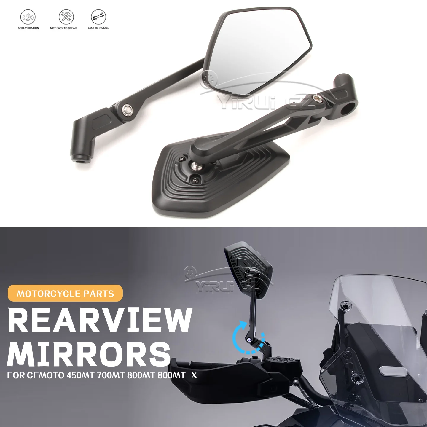 دراجة نارية مرآة الرؤية الخلفية الألومنيوم قابل للتعديل الجانب مرايا الرؤية الخلفية 800MT 2021-ل CFMOTO 450MT 700MT 800MT-X 450 700MT 2024-