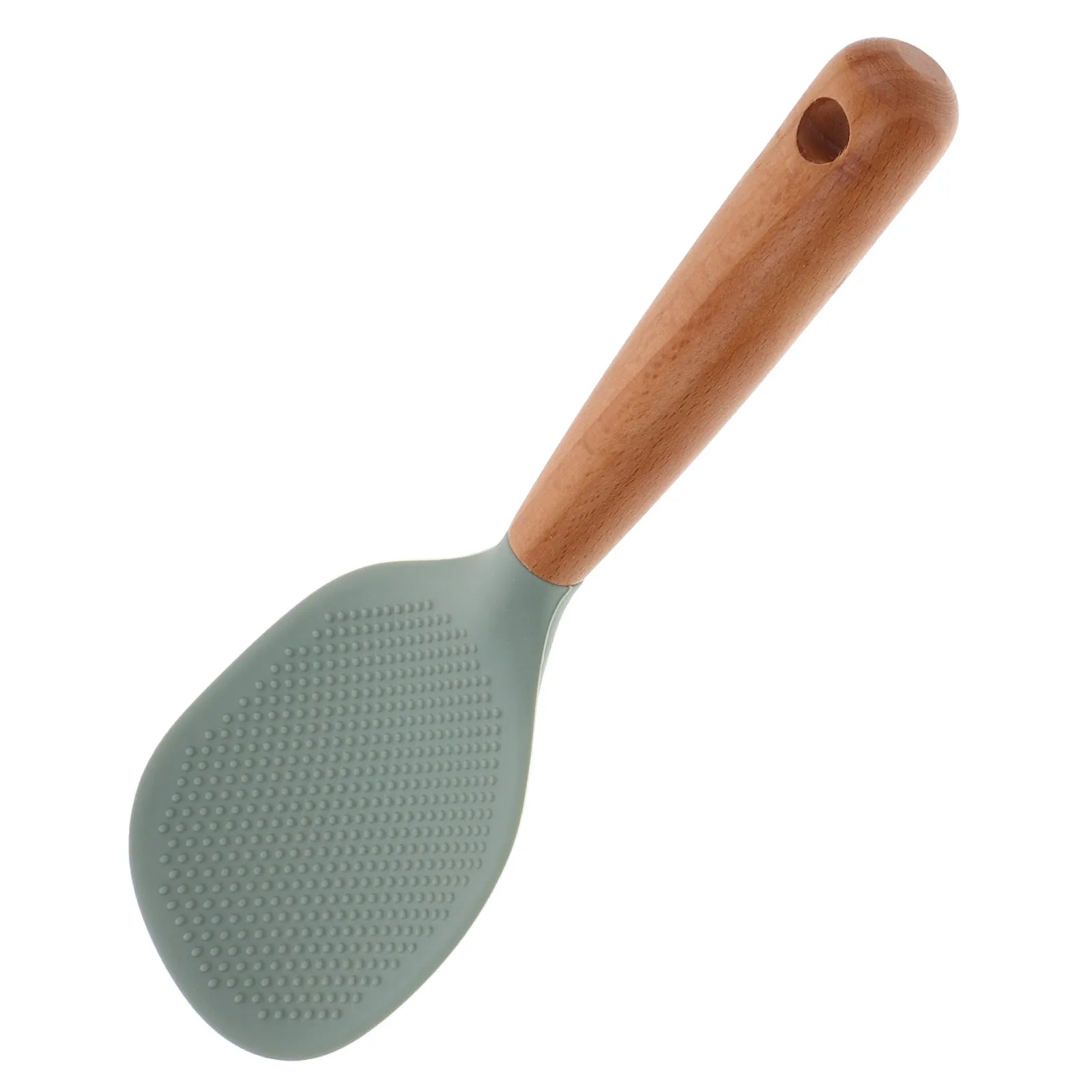 Silicone Rice Paddle Spoon for Electric Rice Cooker Non Stick Lake Green Standing Spatula Food Service Scooper Serving Utensil