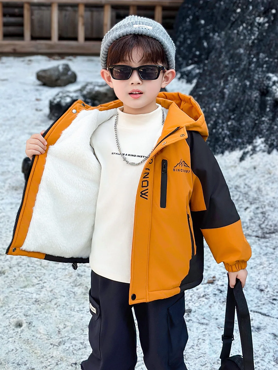 

Зимняя куртка Thiened Fce для мальчиков, цветной хлопковый пуховик, молодежная ветровка с капюшоном, приталенный крой, длинный рукав