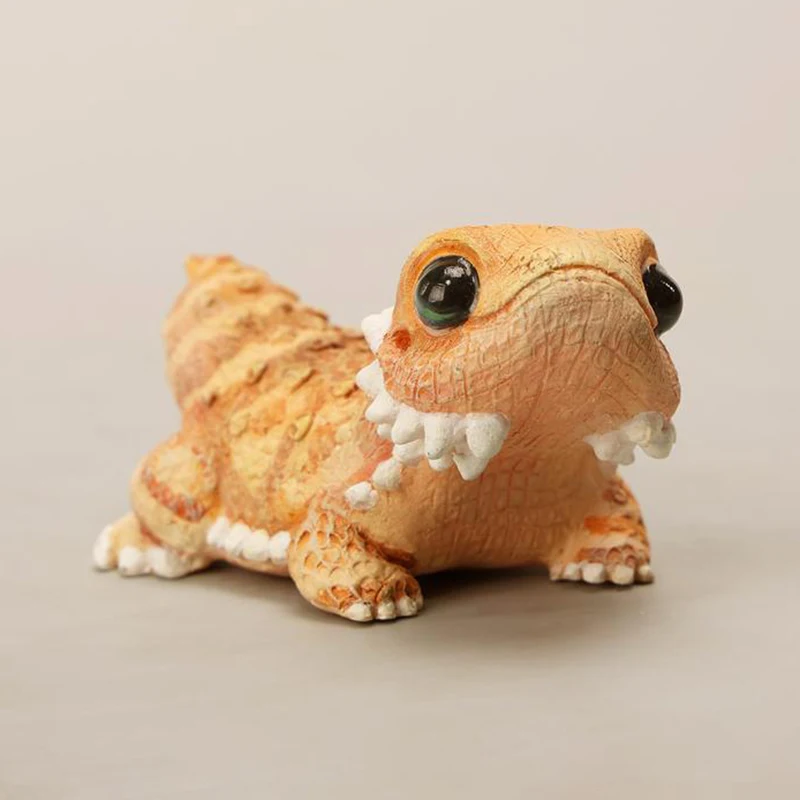 

Limited In Stock Jxk Mini Central Bearded Dragon Model Climbing Pet Figurine Resin Desktop Decoration Ornament Birthday Gift