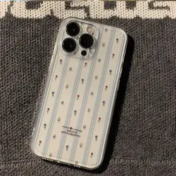 New Vertical Stripe Small Flowers Phone Case For Samsung S24 S23 Ultra Plus A55 A54 A15 A14 A25 A35 A52 A53 5G S22 S21FE Cover