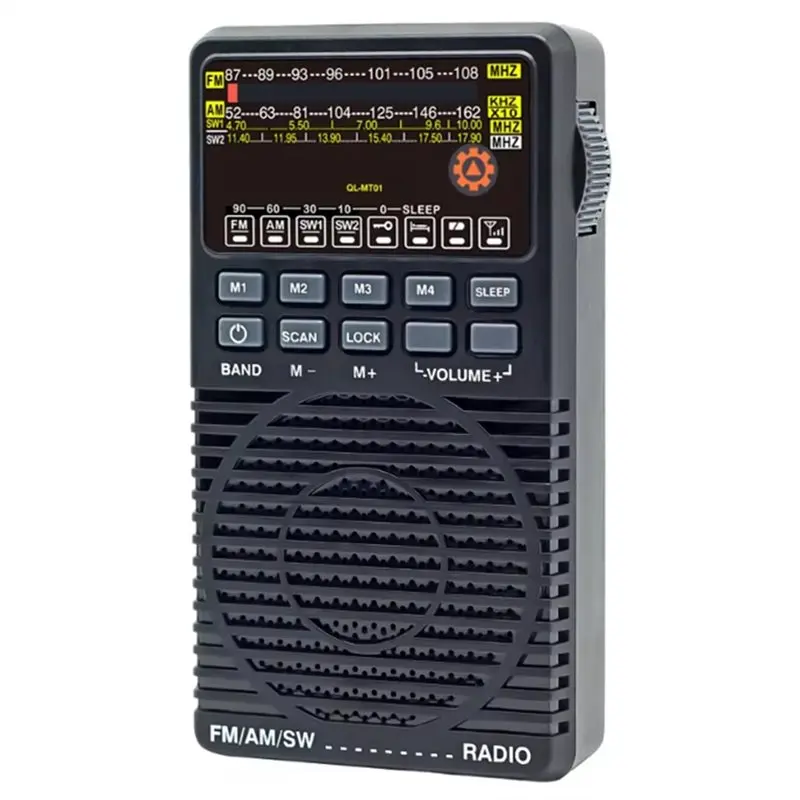 A52T Ideal Gift For Seniors Portable Full-Band FM/AM/SW Pointer DSP Radio 2W Speaker Preset Stations Indoor/Outdoor A