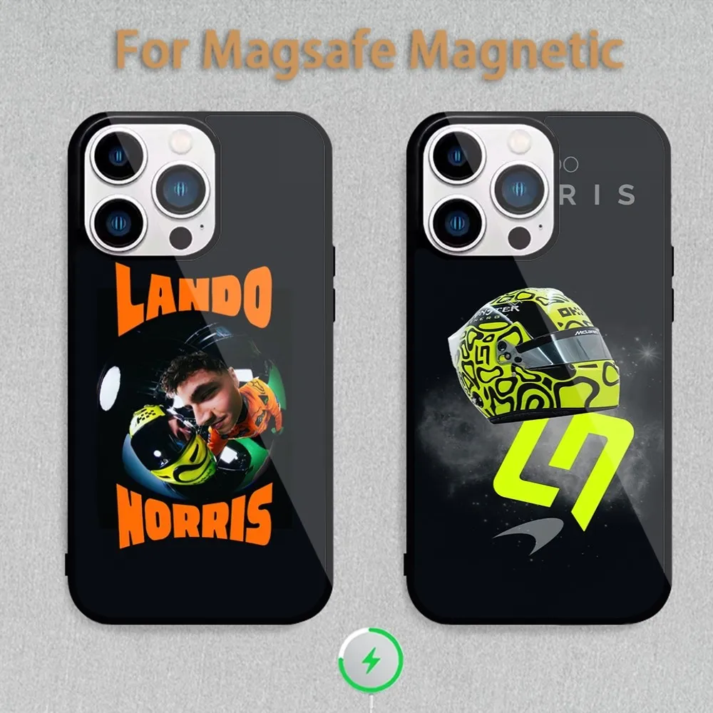 racing driver L-Lando N-Norris Phone Case For Magnetic Inductive Charging iPhone 11 12 13 14 15 Max Pro Mini Plus Shell