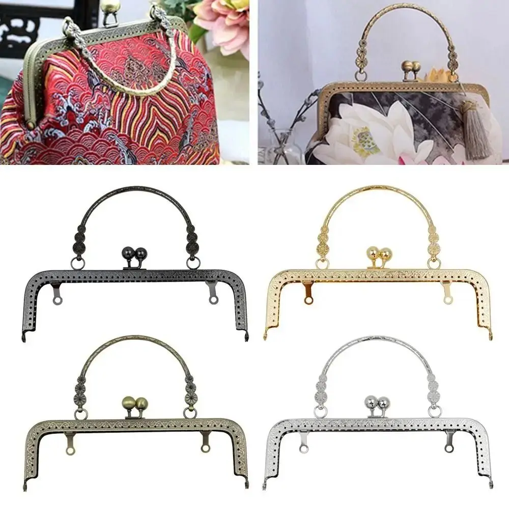 Retro Beijo Fecho Metal Bolsa Frame, saco de bloqueio sacos peças, prata DIY saco encerramento, Embreagem Artesanato