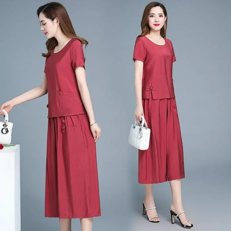 

Women's Chiffon Clothes Wide Leg Pants Suit 2025 Summer New Fashion Crop Top Two Piece Set Birthday Club Korean Outfit For Women