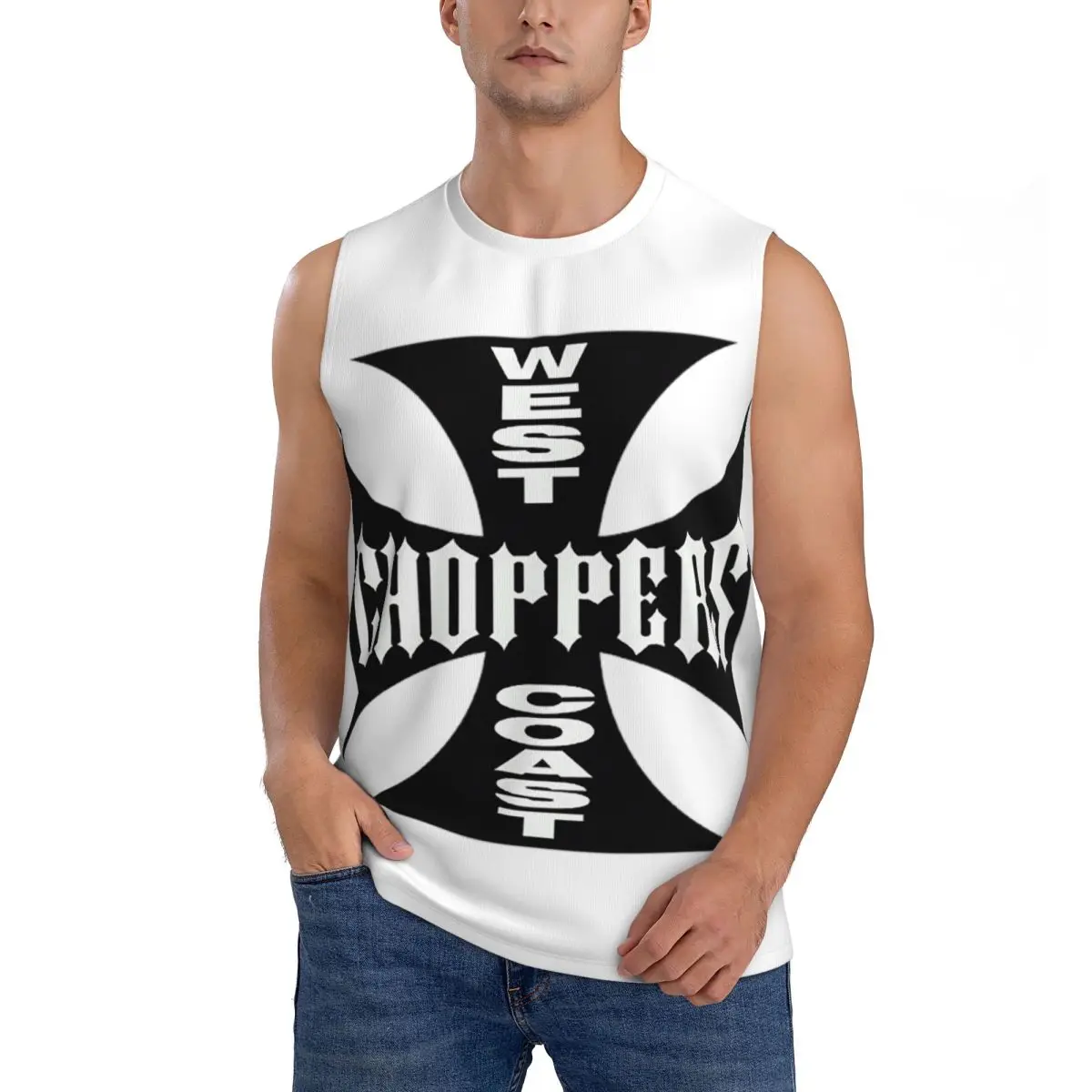 Personalized West Coast Iron Cross Choppers Men Sleeveless Tank Tops Quick Dry Breathable Gym Fitness Running Summer Sport Vest