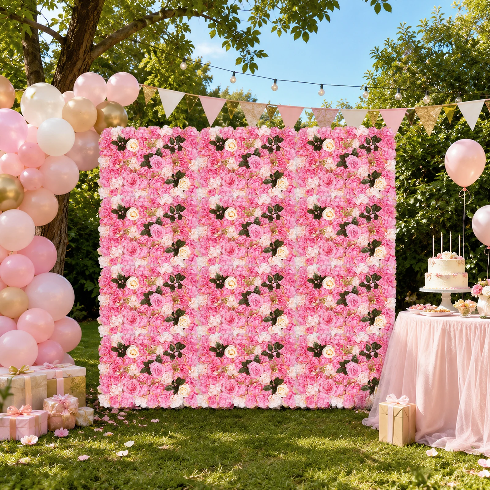 12枚組フラワーウォールパネル、人工シルクフラワー、ウェディ - Flower Wall Panel のレビューと価格