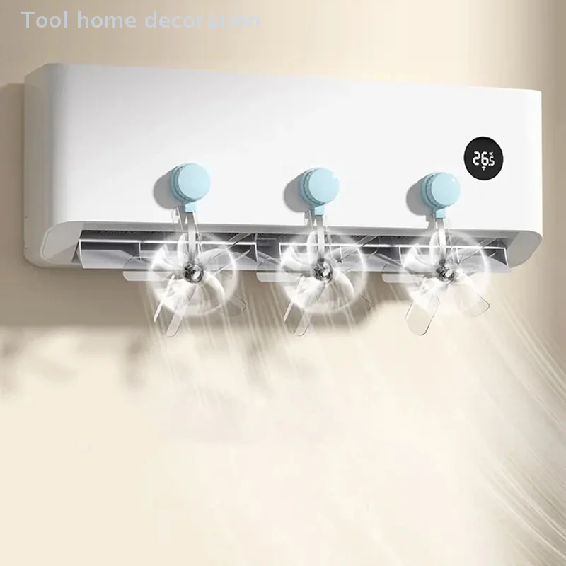 Ventilatore guida per condizionamento a parete da 3 pezzi, ventosa regolabile in plastica, ventilatore per aria condizionata a forma di mulino a vento