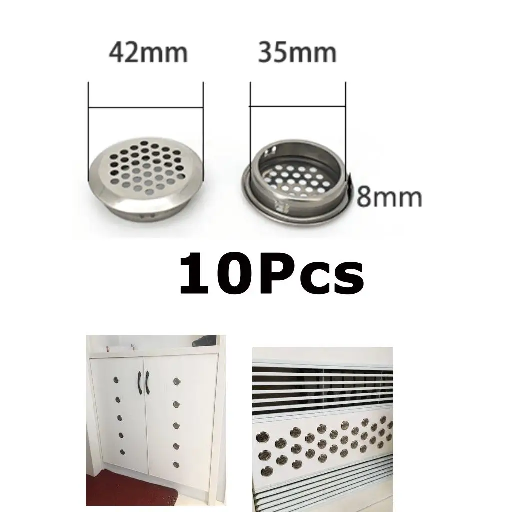 

10 Pieces Stainless Steel Round Cabinet Ventilation Louver Soffit Vent