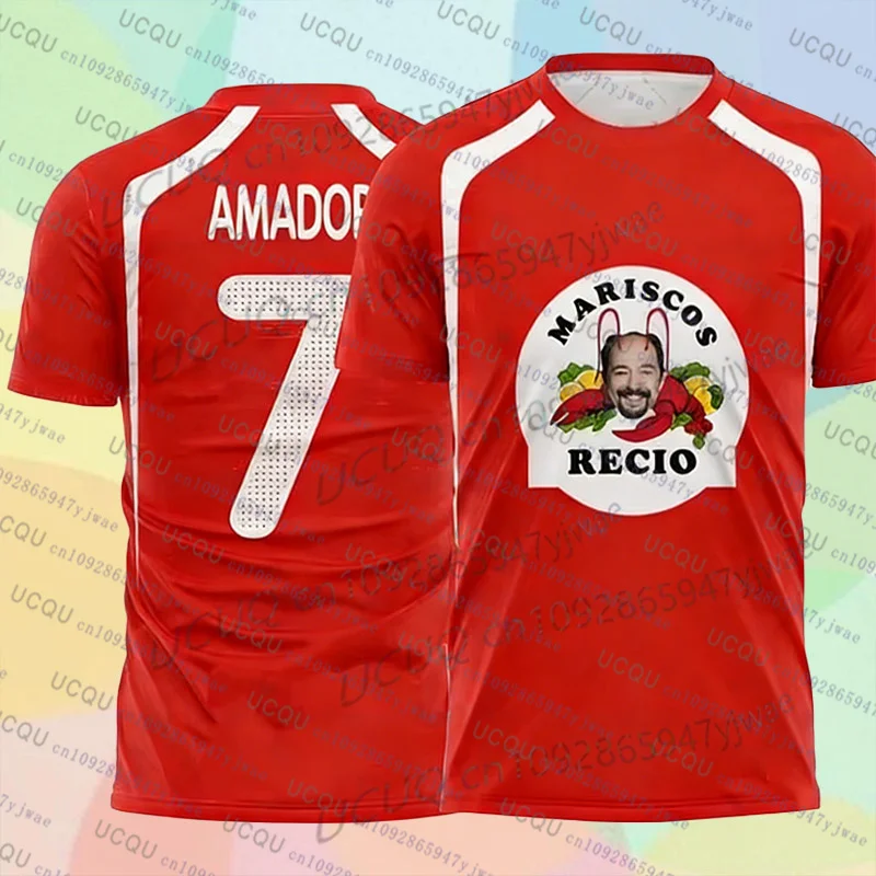 Amador Recio Football Jerseys Seafood Shrimp Recio Print T-Shirt Quick Drying Sportswear Summer Beach Tee Men's Women's T-Shirts