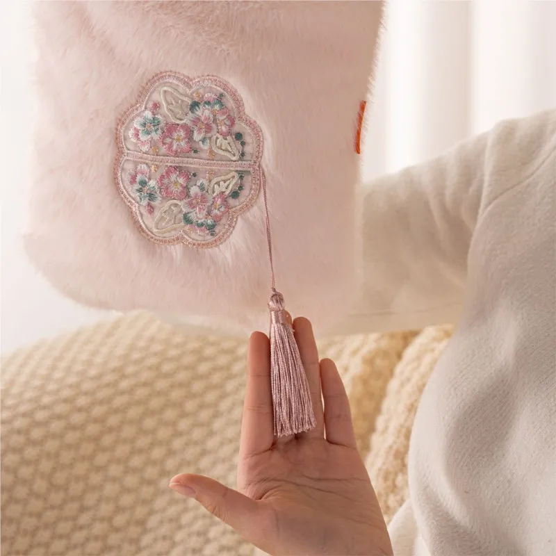 New Chinese Style Plush Hot Water Bag Water Injection Style Double Handed Hot Compress Warm Stomach Empty Hot Water Bag ZJ396