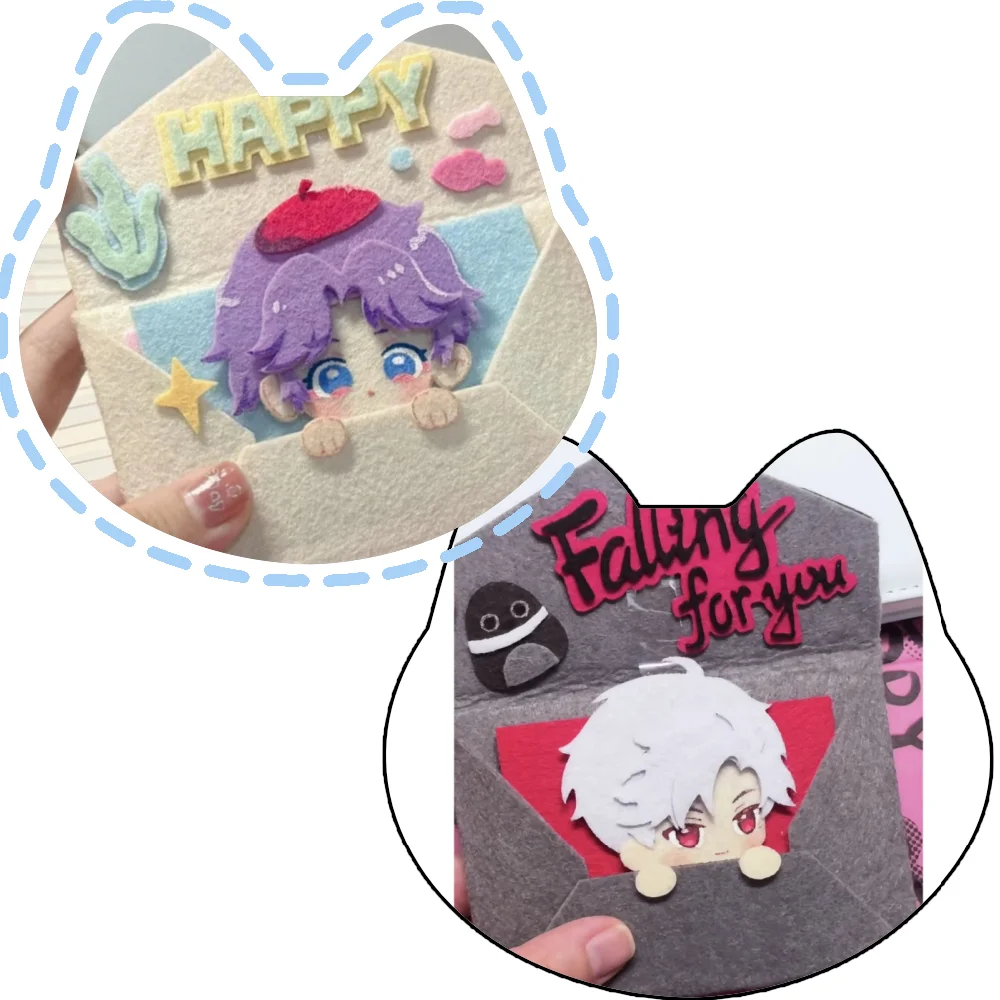 New Love and Deep Space Rafayel Sylus Birthday Envelope Non woven Handmade Blessing Letter Pendant