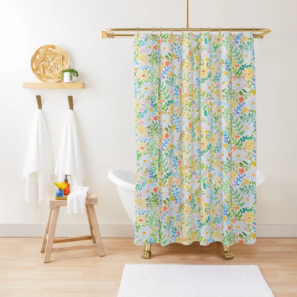 

Watercolor Pattern of Scattered Wildflowers Shower Curtain Set For Bathroom For The Bathroom Shower For Bathroom Set Curtain
