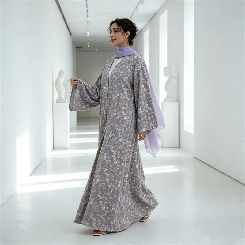 Dubai Open Abaya Muslim Dress Women Embroidered Kimono Cardigan With Hijab Elegant Modest Islam Jalabiya Kebaya Caftan Kaftan