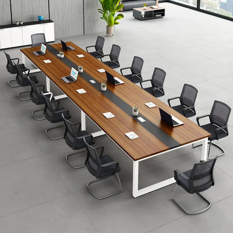Modern Conference Table Long Office Desk Simple Design with Chairs for Training Room Workbench