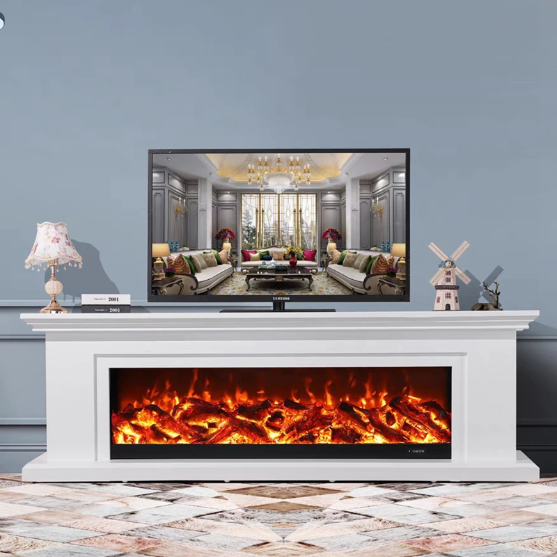 New Fireplace TV Table Luxury Table Simulate Flames Modern Living Room Furniture