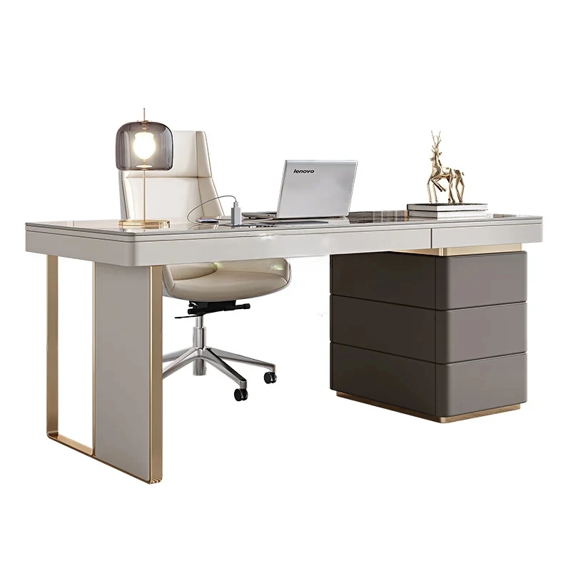 

Light Luxury Stone Plate Desk Italian Simple Modern Minimalist Designer Desk Home Bright Stone Plate Computer Desk