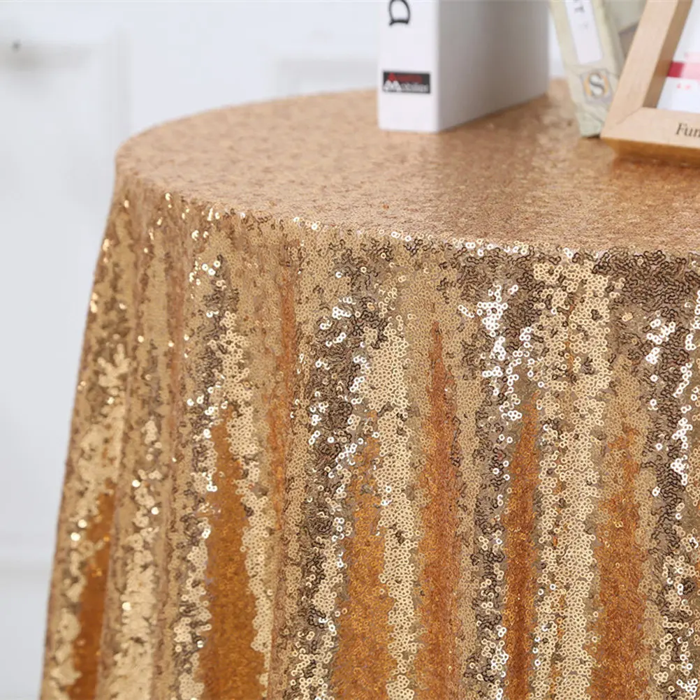 Elegant Jewel-Embellished Sequin Tablecloth Modern Wedding Decor Banquet Party Table Setting Linen Table Cover 0.8x0.8m Golden