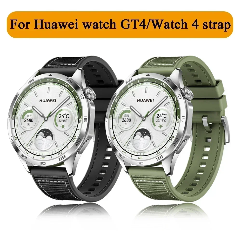 

22mm Silicone+woven strap For HUAWEI WATCH GT4 3 46mm Watch 4/3 Pro Smartwatch band for huawei watch GT Runner belt accessories