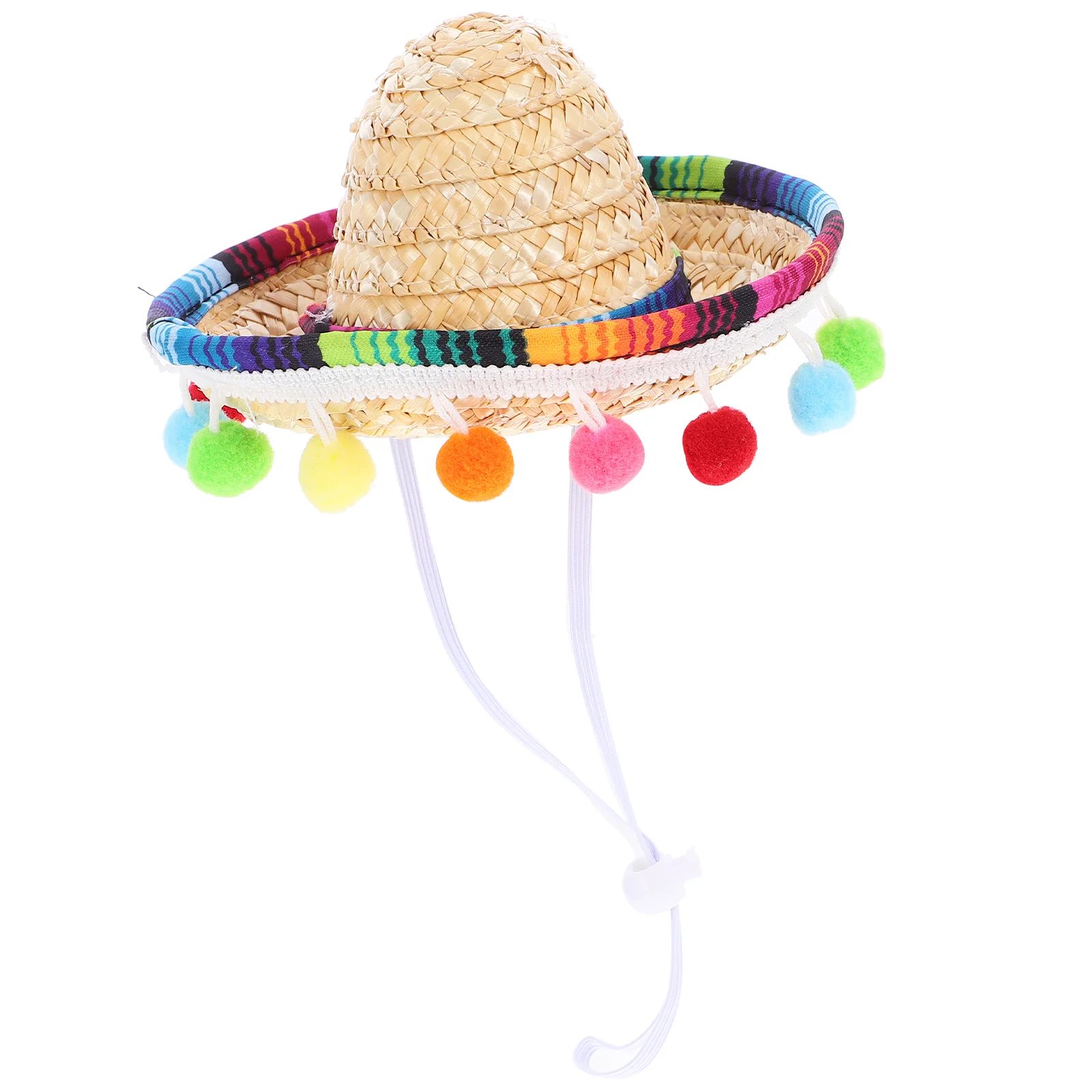 Small Hat Straw Hats for Dolls Mexican Woven Mini Party Spanish Theme Pom Sombrero Decorations