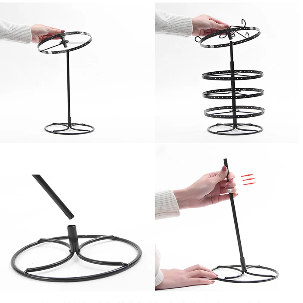 

1Pcs Metal Earrings Rack Black 4 Layer Rotating Jewelry Organizer with 168 Holes for Earrings Display Holder Storage on Dresser