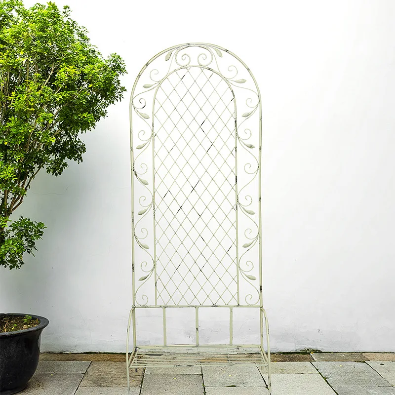 American old wrought iron tray floor insert climbing vine bracket, balcony bird grid screen rose garden climbing frame