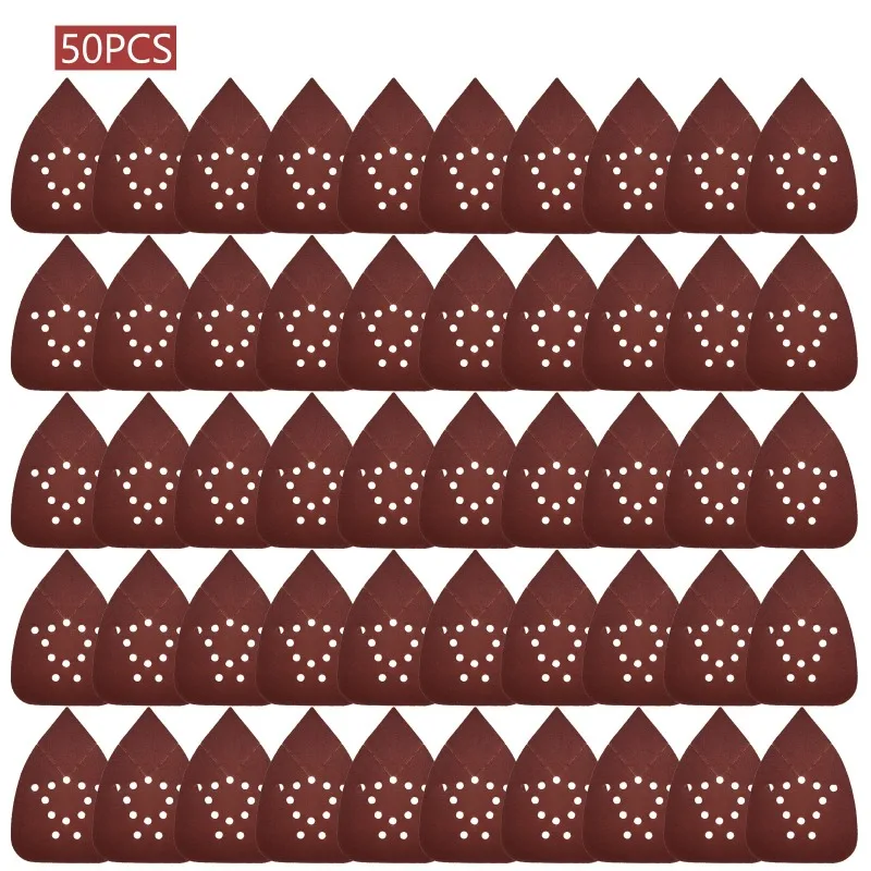 Mouse Sandpaper 50PCS Sanding Pads for Mouse Sanders 12 Holes Hook Loop Triangle Palm Sander Sanding Sheets Decker Mouse Sanders