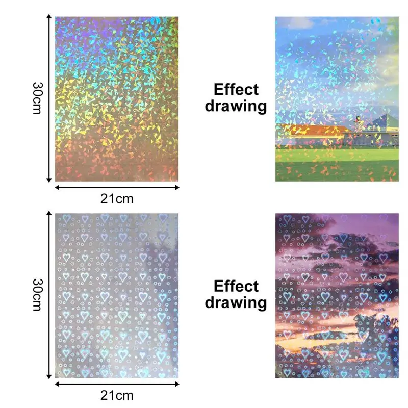 

AT16 18 Holographic Stickers, Self-Adhesive Transparent Film, A4 Waterproof Sticker Covering Film, Suitable for