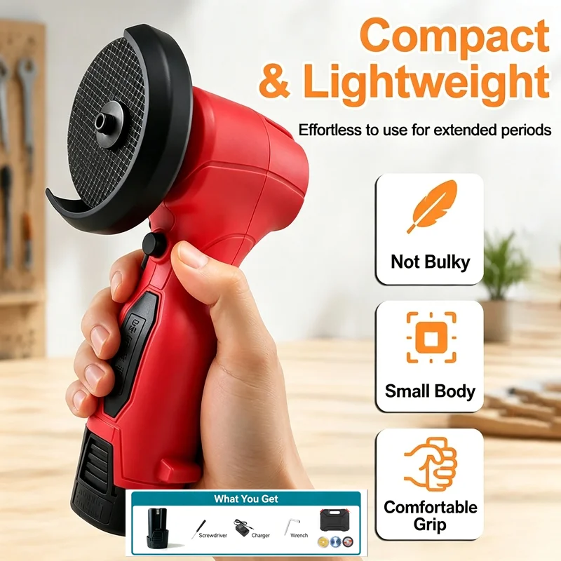 3inch Electric Angle Grinder Cordless Handheld Polisher with Grinding & Cutting Blade  Grout Cleaner Hardware Tool Set With Box