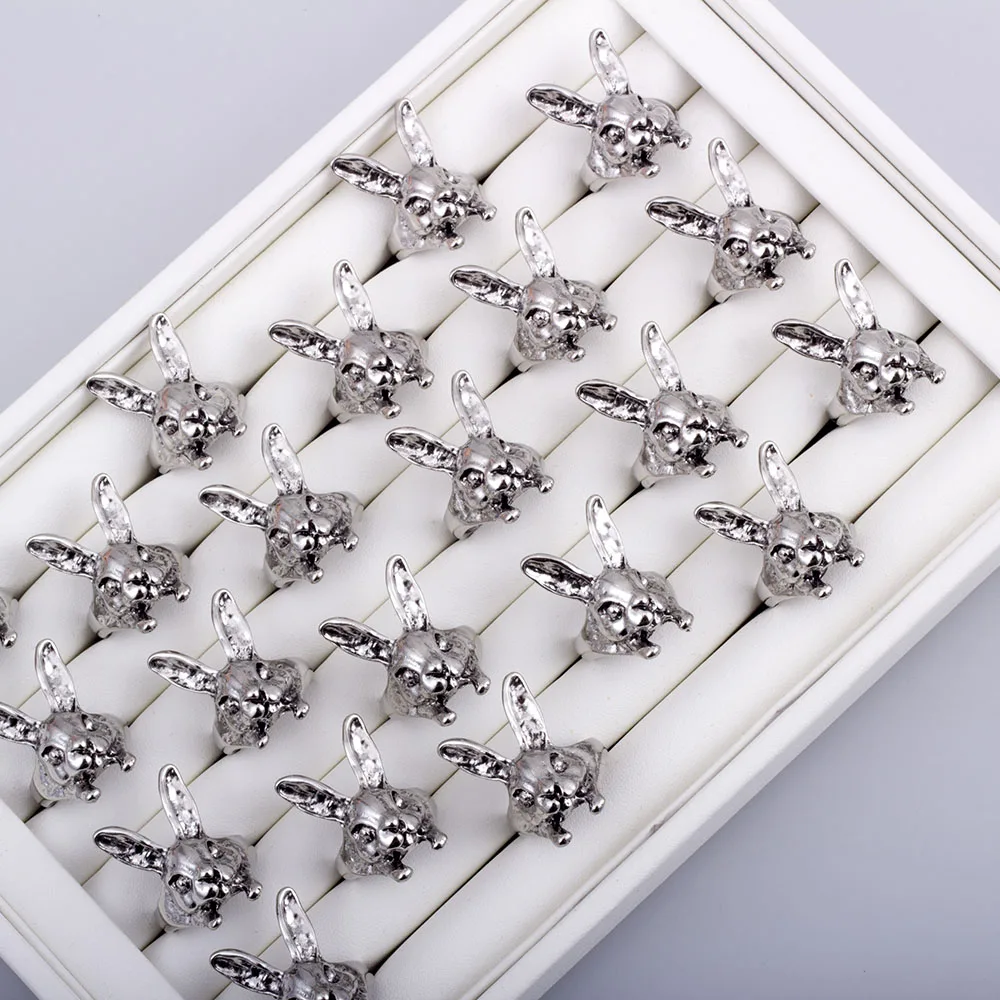 30 Pieces/lot Vintage New Design Product Cute Animal Rabbit Rings 2023 New Design