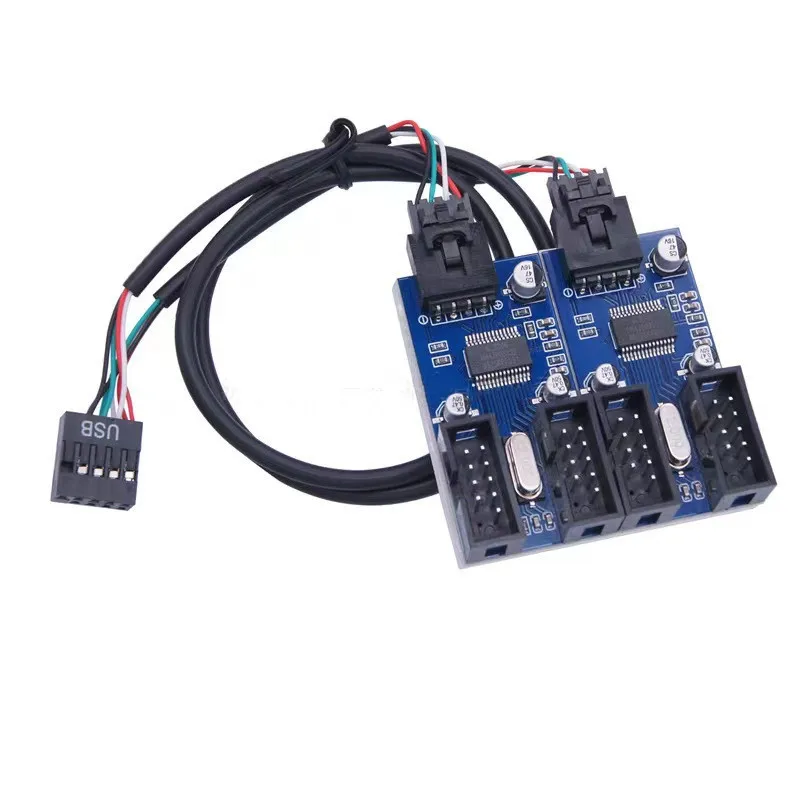 9Pin USB Splitter Motherboard USB Buchse Interface Header Splitter 1 zu 2 Verlängerung Kabel Adapter 9Pin 1 zu 4 USB HUB Anschlüsse