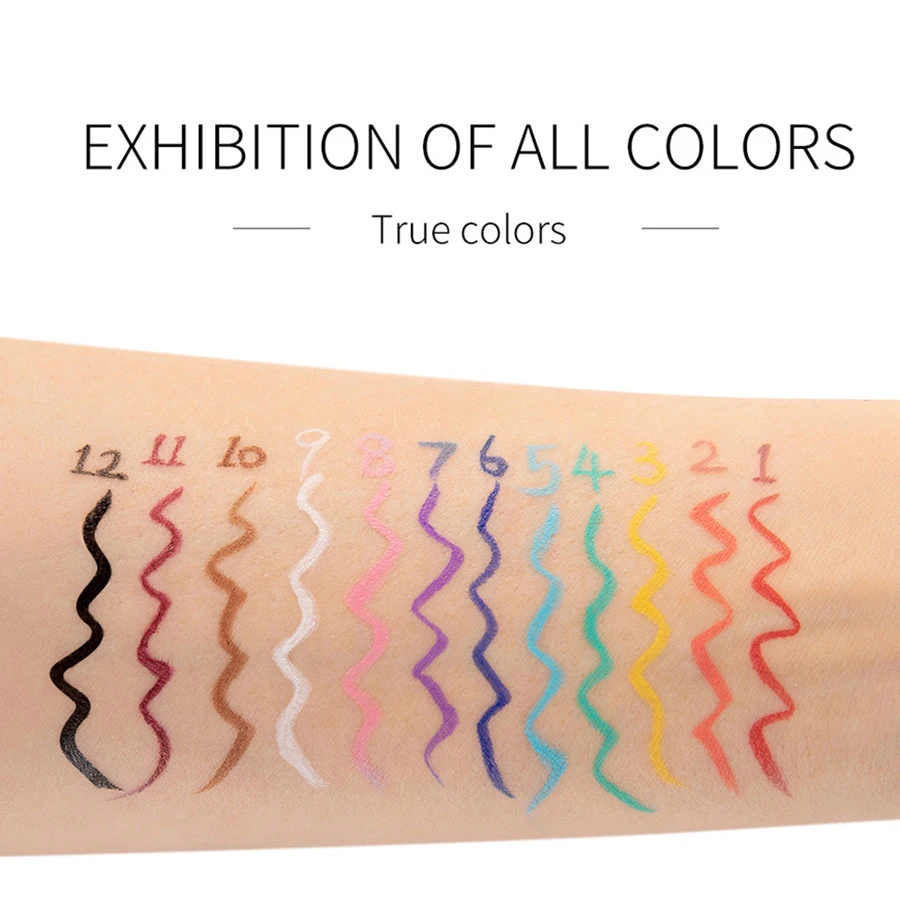 12 sztuk/zestaw wielokolorowych eyelinerów w pisaku, łatwe w użyciu, szybkoschnące, nie rozmazujące się, wodoodporne eyeliner w płynie, narzędzia do makijażu.