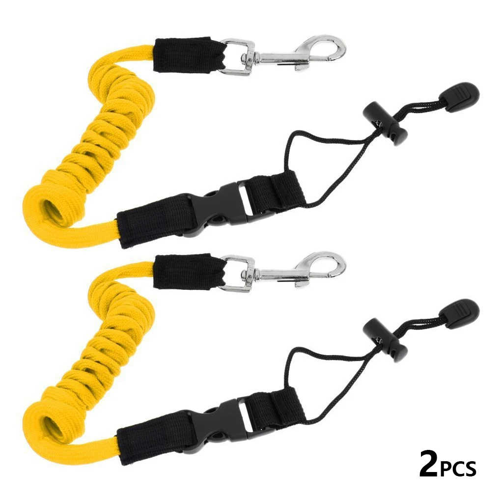 2 Pieces Kayak Paddle Leash Lanyard Anti-Dropping Cord Water Sports Yellow
