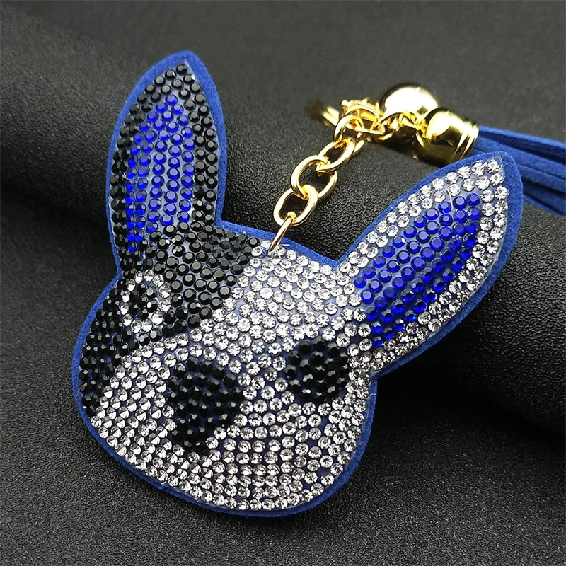 Dog Bull Terrier portachiavi in lega di cristallo Color oro Pet Lover Bag Car Charm portachiavi gioielli animali llavero ZZZ292