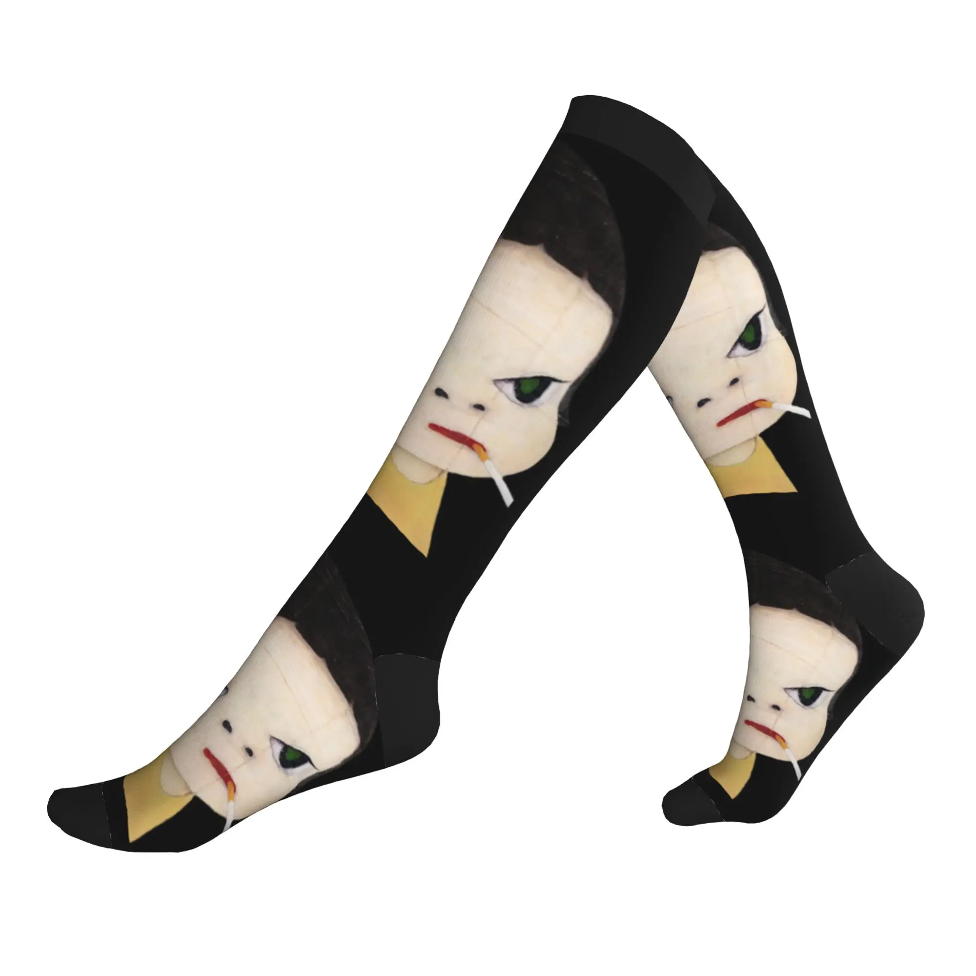 Cute Mens Japanese Cartoon Manga Yoshitomo Nara Dress Socks Unisex Warm Comfortable 3D Printed  Sports Compression Socks