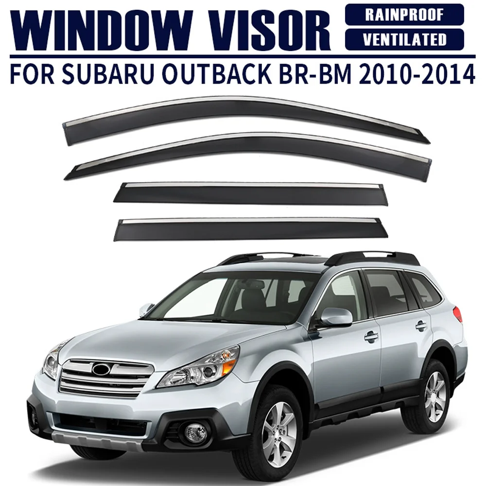 

Chrome Strips Rain Guards for SUBARU Outback 2010-2014 Window Visor Wind Deflectors Door Visor Vent Shades Ventvisor