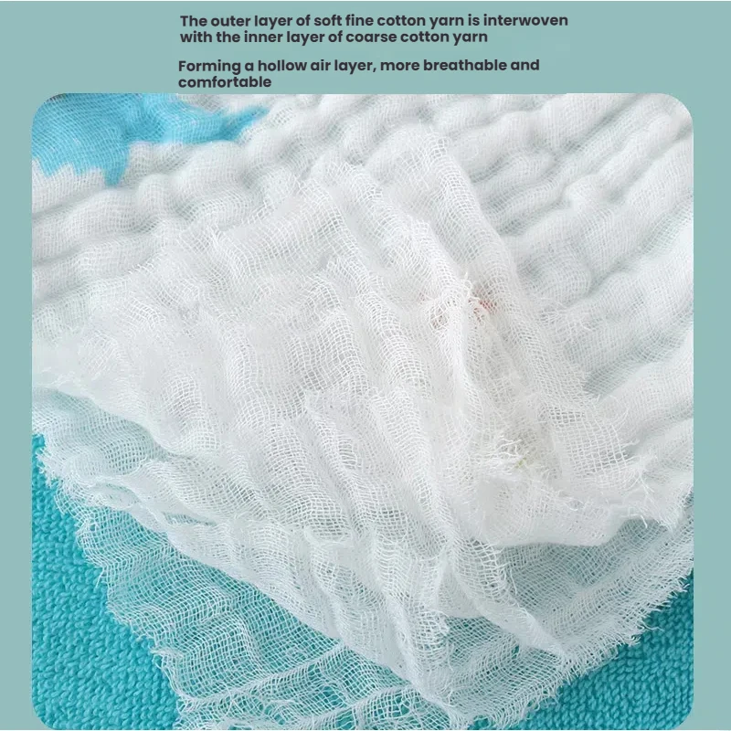 Cartoon Baby 6 Layer Gauze Bath Towel High-Density Printed Baby Bath Towel Without Fluorescent Agent Breathable Gauze Bath Towel