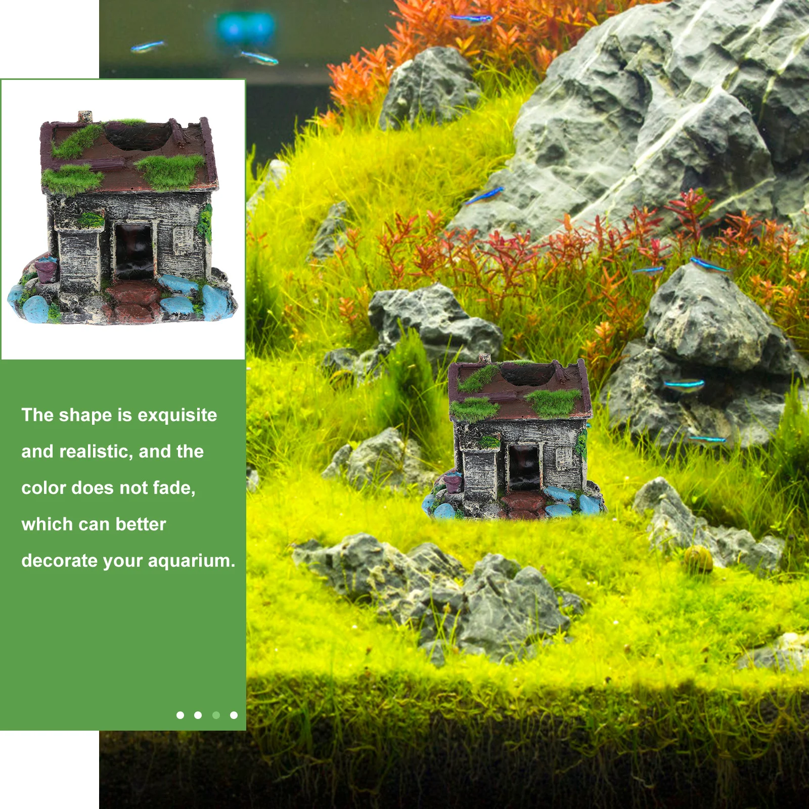 

Fish Tank Shelter House Premium Resin Aquarium Adornment Waterproof Fish Hiding House for Tank Decoration Landscape Craft