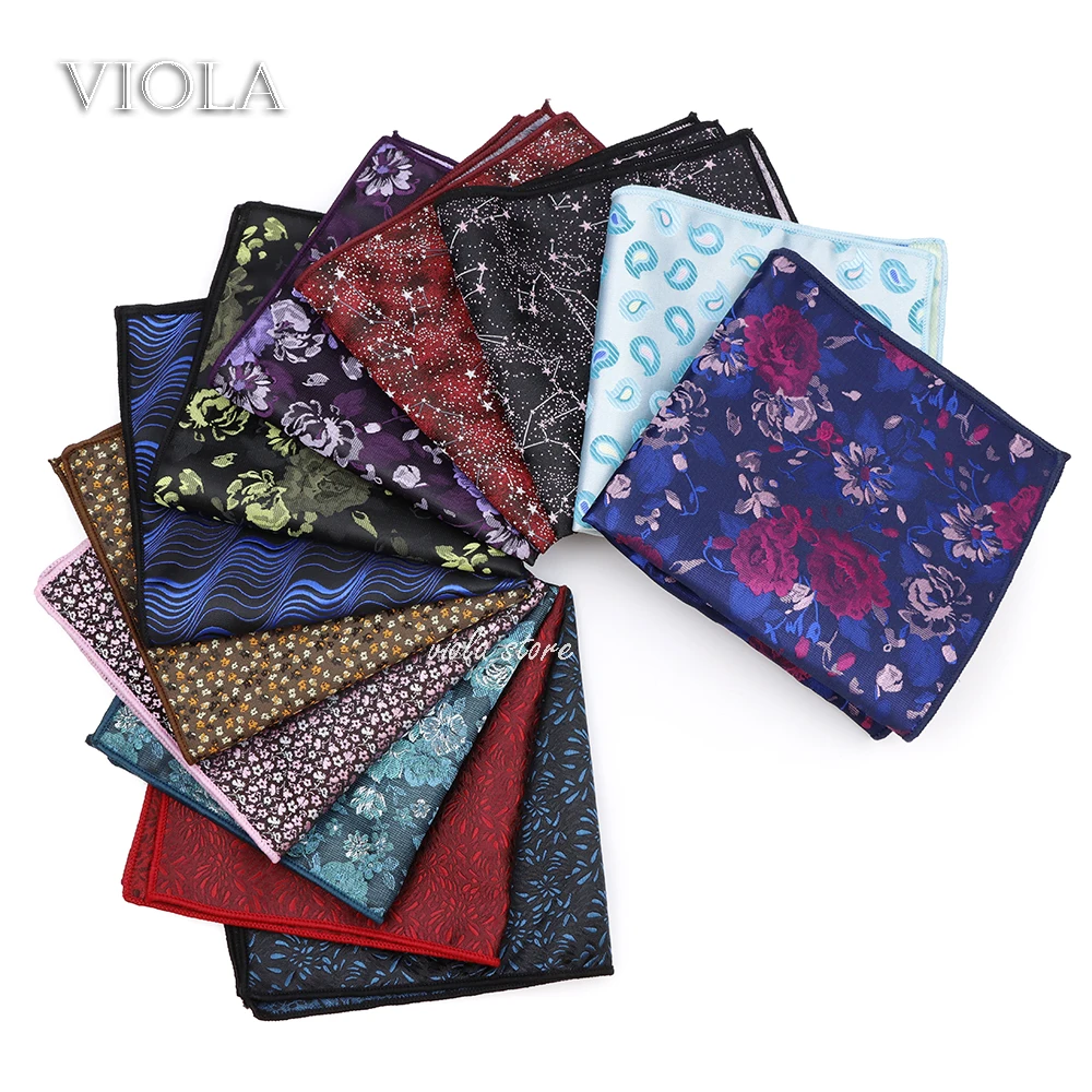 

29 Colors Constellation Floral Paisley 25cm Pocket Square Polyester Handkerchief Blue Red Wedding Party Suit Men Gift Accessory