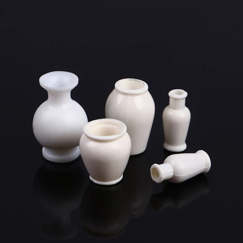 5PCS Mini Building Sand Table Model Mini Ceramic Flowerpot Simulation Vase Miniatures