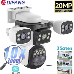 10K 10X Optics Zoom WiFi6 Camera Outdoor 20MP rThree Screen Four Len PTZ Automatic Tracking 6K Dual Len Waterproof Security CCTV