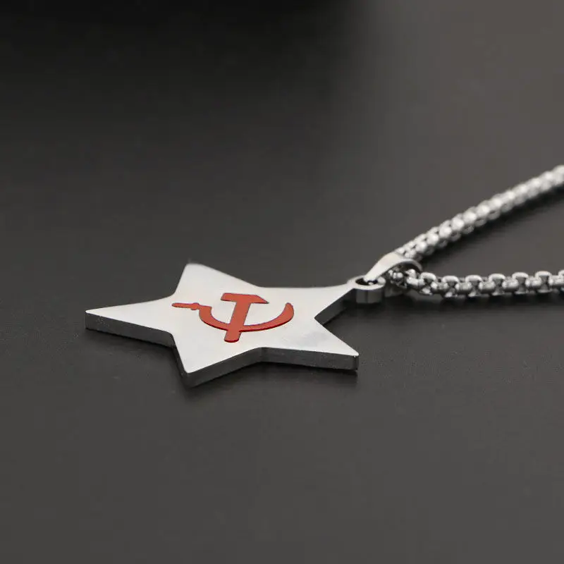 Five-Pointed Star Necklace USSR Faith Soviet Jewelry Pendant Sickle Hammer Chain Clothing Charm Men Boy Gadgets Girl Women Gifts