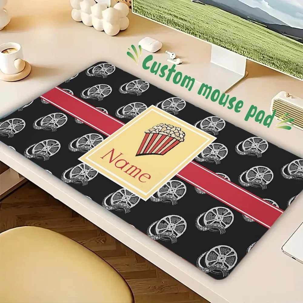 [2D Flat] 1pc Custom Personalized Popcorn Film Reel Mouse Pad Custom Name Multi Sizes Gaming Mouse Pad
