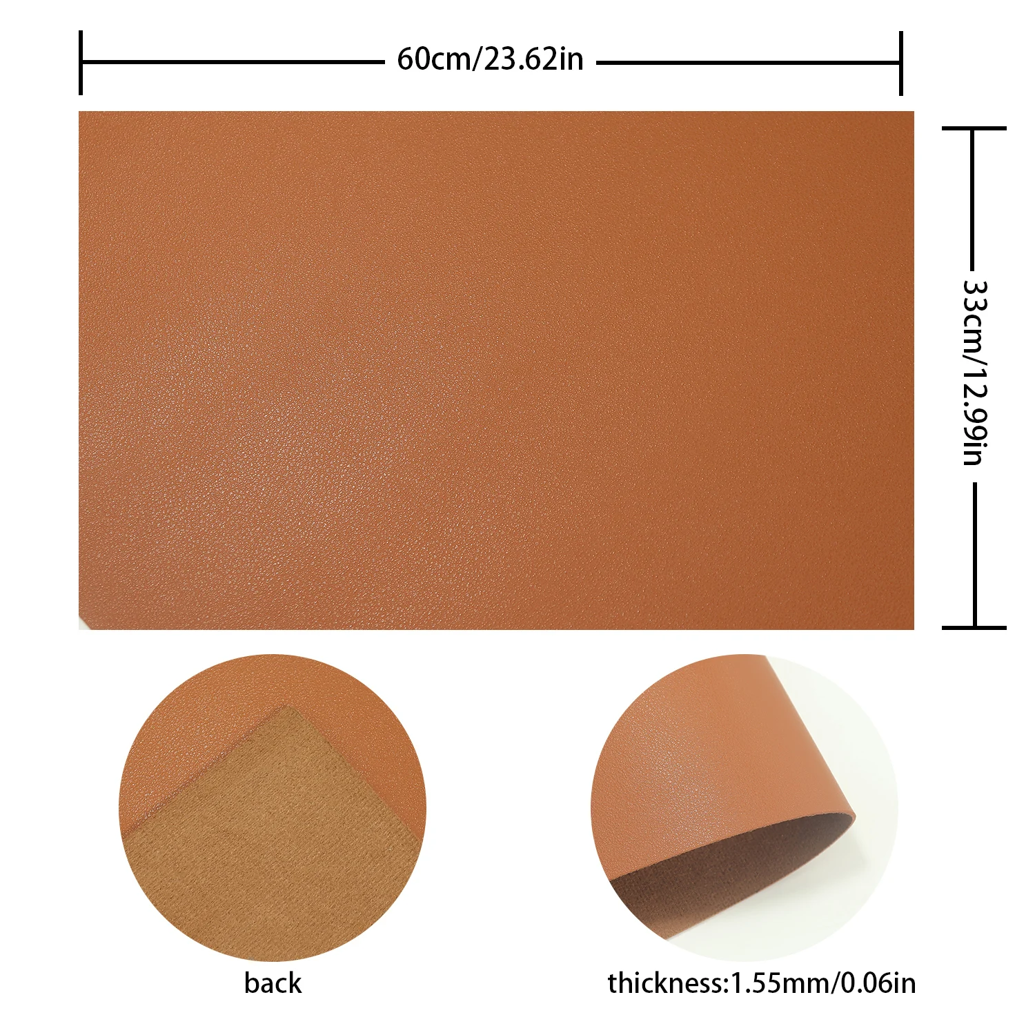 33x60cm Nappa Textured PU Matte Artificial Leather Sheets Cloth Base Soft for Furniture Edging DIY Wallet Table Mat Pencil Case