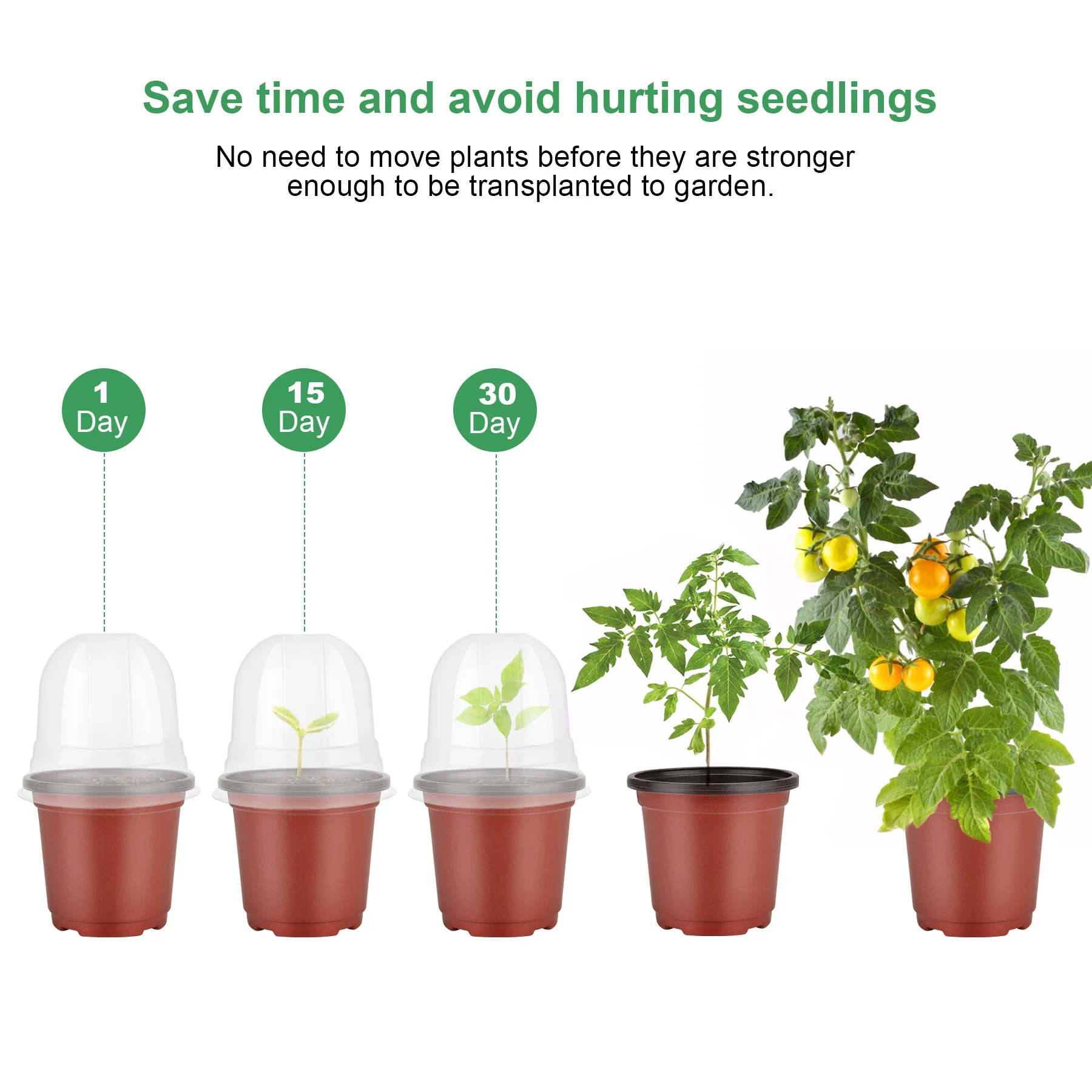 Plant Nursery Pots with Humidity Domes,6 Sets 4 Inch Soft Nursery Pots (6 Pots + 6 Clear Lids), Seed Starter Pots Small Plant