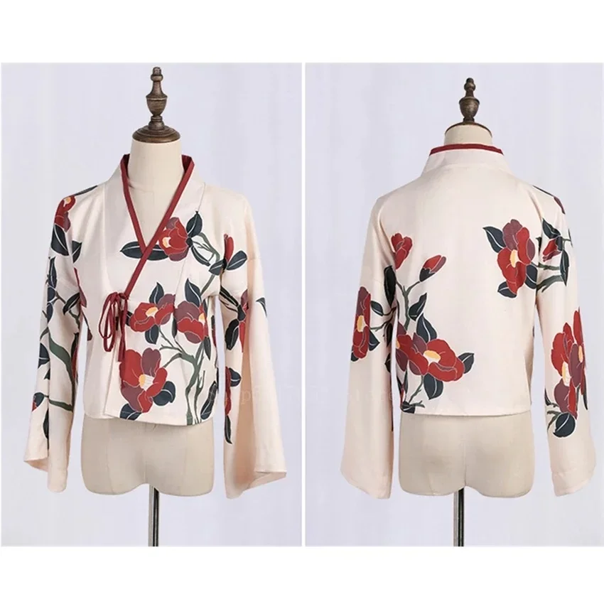 Kimono Sakura Meisje Japanse Stijl Bloemenprint Vintage Jurk Vrouw Oosterse Camellia Love Kostuum Haori Yukata Aziatische Kleding