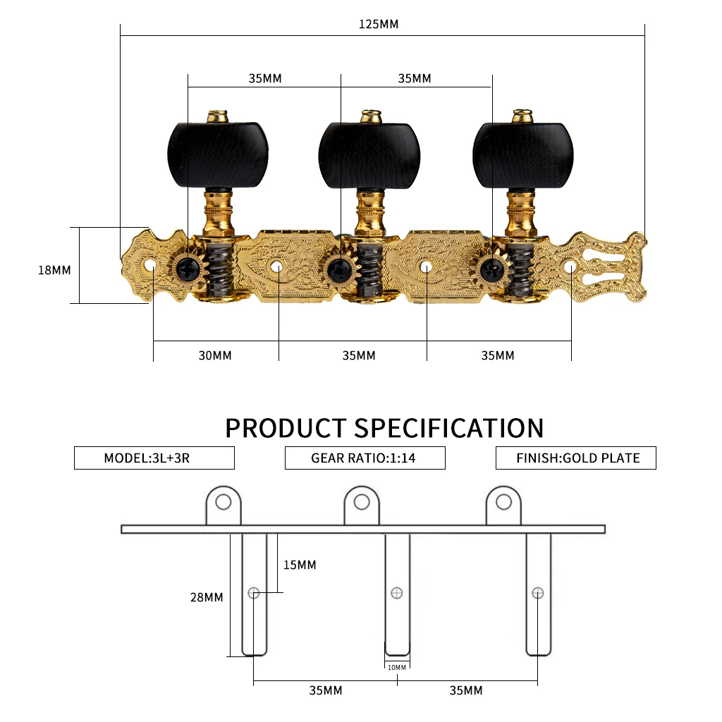 Alice AO-020V3P(N) Guitar Accessories Tuning Pegs Open Guitarra Machine Heads Classical Guitar String Tuning Key Peg W/Screws - Image 3